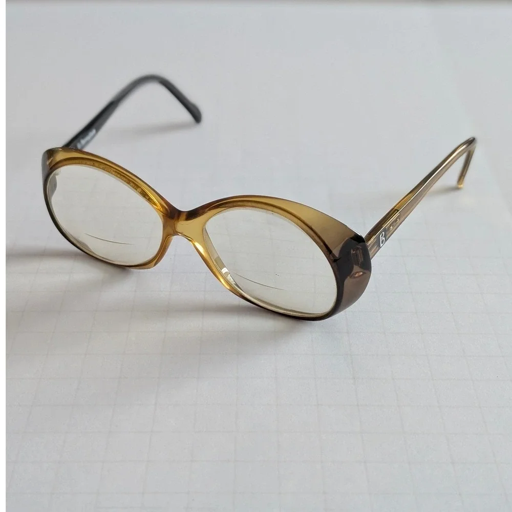 T. Brogan Optyl 8730-20 VTG Round Eyeglass Frame Amber Tortoise Germany 56-16